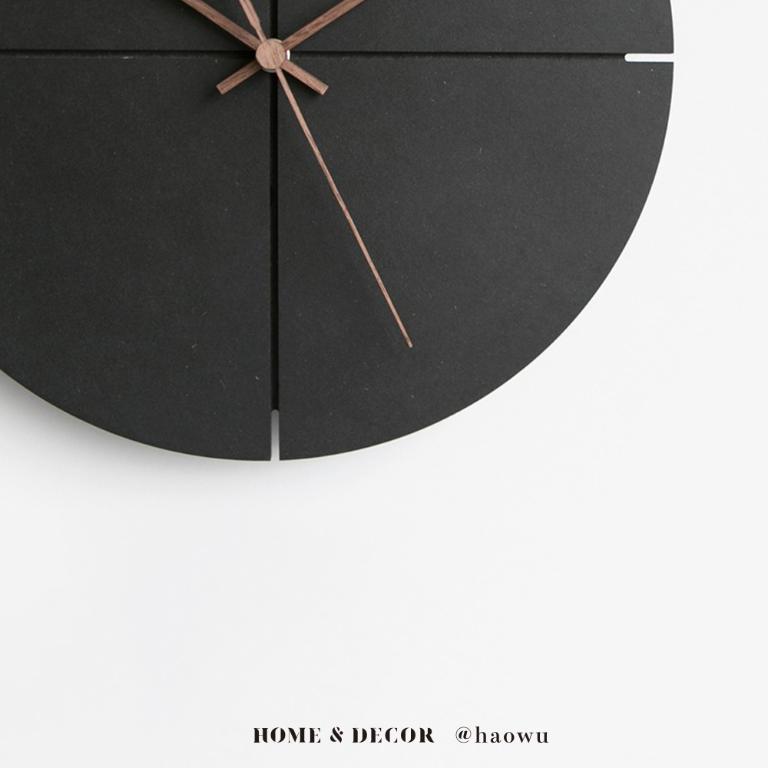 日本設計環保再生材黑色系靜音掛鐘