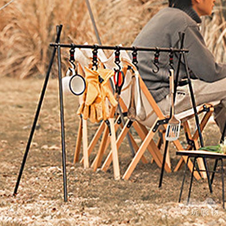 單層_鋁合金戶外露營折疊收納三角置物露營架 (附掛勾)