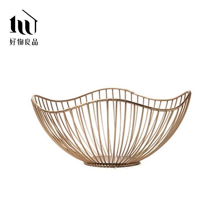 《花邊形高款》客廳裝飾藝術金屬鏤空收納置物零食水果網籃