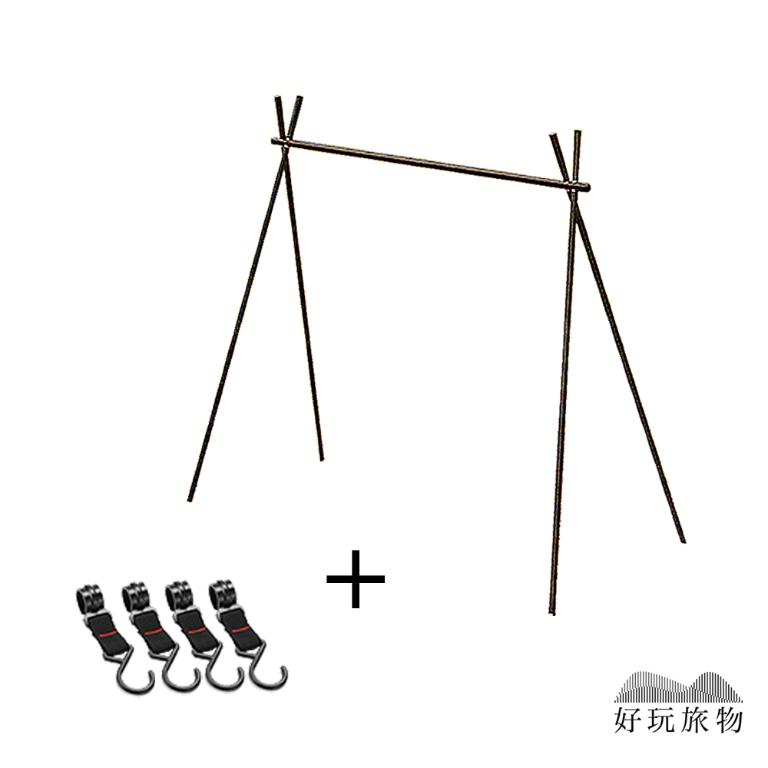 單層_鋁合金戶外露營折疊收納三角置物露營架 (附掛勾)