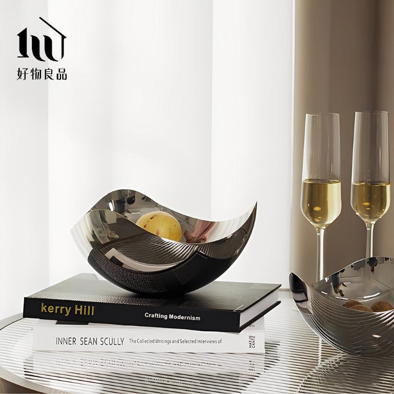 304不銹鋼拋光鏡面水果飾品鑰匙收納金屬盆