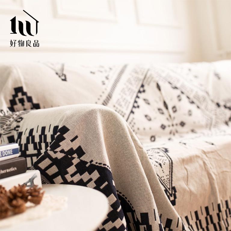 《波希米亞-藍》旅行居家兩用棉麻針織毯沙發毯汽車蓋毯