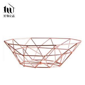 《三角形織紋矮款》客廳裝飾藝術金屬鏤空收納置物零食水果網籃