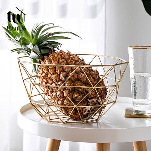 《三角形織紋高款》客廳裝飾藝術金屬鏤空收納置物零食水果網籃