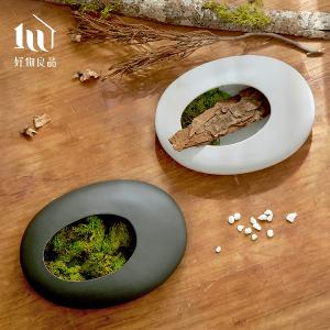 中式古典禪意扁形陶瓷花瓶