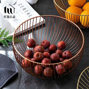 《經典圓盆》客廳裝飾藝術金屬鏤空收納置物零食水果網籃