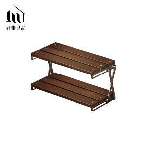 高品質竹木不銹鋼露營居家兩用折疊收納置物架