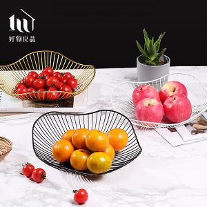 《花邊形矮款》客廳裝飾藝術金屬鏤空收納置物零食水果網籃