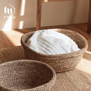 二入組_手工編織桌面收納籃｜化妝品收納盒 雜物置物筐 玄關鑰匙盤