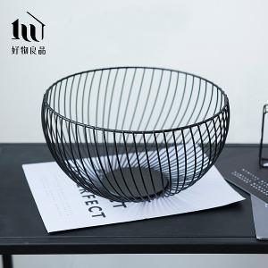 《經典圓盆》客廳裝飾藝術金屬鏤空收納置物零食水果網籃