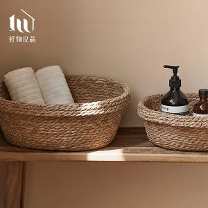 二入組_手工編織桌面收納籃｜化妝品收納盒 雜物置物筐 玄關鑰匙盤