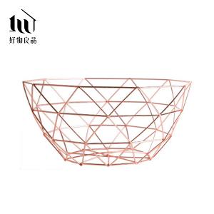 《三角形織紋高款》客廳裝飾藝術金屬鏤空收納置物零食水果網籃