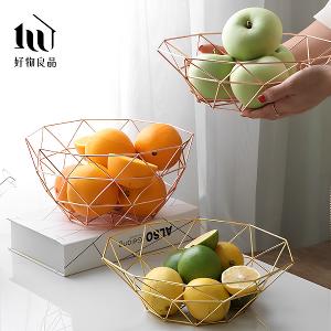 《三角形織紋矮款》客廳裝飾藝術金屬鏤空收納置物零食水果網籃