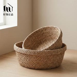 二入組_手工編織桌面收納籃｜化妝品收納盒 雜物置物筐 玄關鑰匙盤
