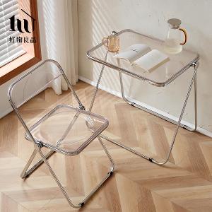 嚴選高品質鏡面電鍍高承重透明折疊餐椅