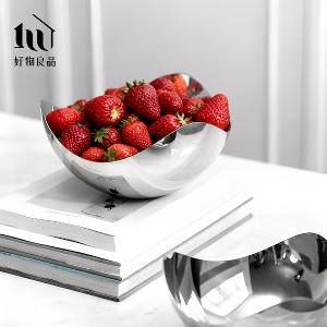 304不銹鋼拋光鏡面水果飾品鑰匙收納金屬盆