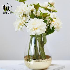 《矮款/圓弧款》簡約輕奢水晶玻璃金箔鑲色雙色花瓶