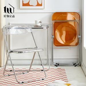 嚴選高品質鏡面電鍍高承重透明折疊餐椅
