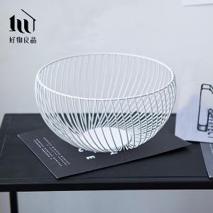 《經典圓盆》客廳裝飾藝術金屬鏤空收納置物零食水果網籃