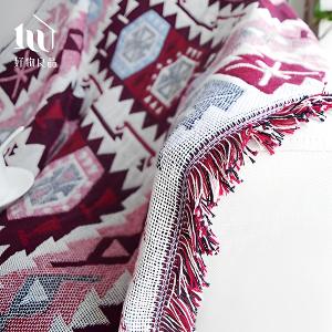 《波希米亞-紅》旅行居家兩用棉麻針織毯沙發毯汽車蓋毯