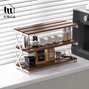 高品質竹木不銹鋼露營居家兩用折疊收納置物架