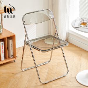 嚴選高品質鏡面電鍍高承重透明折疊餐椅