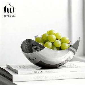 304不銹鋼拋光鏡面水果飾品鑰匙收納金屬盆