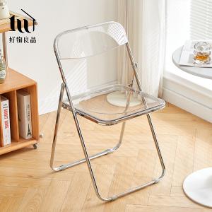 嚴選高品質鏡面電鍍高承重透明折疊餐椅