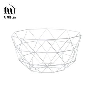 《三角形織紋高款》客廳裝飾藝術金屬鏤空收納置物零食水果網籃