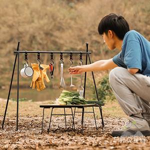 單層_鋁合金戶外露營折疊收納三角置物露營架 (附掛勾)