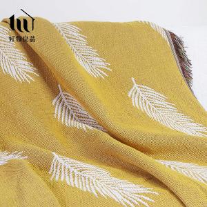 《黃色羽毛》雙面針織沙發毯蓋毯露營毯