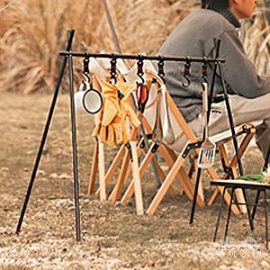 單層_鋁合金戶外露營折疊收納三角置物露營架 (附掛勾)