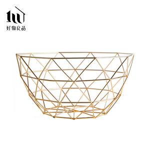 《三角形織紋高款》客廳裝飾藝術金屬鏤空收納置物零食水果網籃