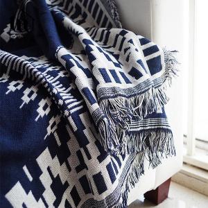 《波希米亞-藍》旅行居家兩用棉麻針織毯沙發毯汽車蓋毯
