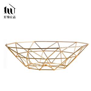 《三角形織紋矮款》客廳裝飾藝術金屬鏤空收納置物零食水果網籃