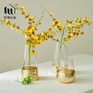 《矮款/圓弧款》簡約輕奢水晶玻璃金箔鑲色雙色花瓶