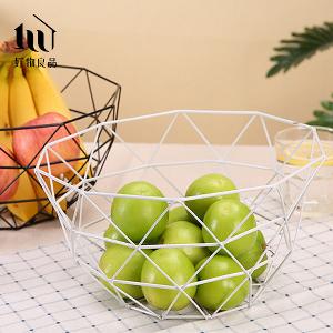 《三角形織紋高款》客廳裝飾藝術金屬鏤空收納置物零食水果網籃