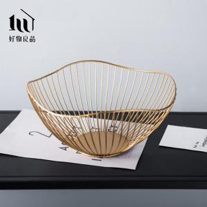 《花邊形高款》客廳裝飾藝術金屬鏤空收納置物零食水果網籃