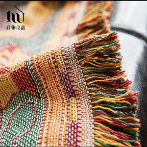 《世界地圖》旅行居家兩用棉麻針織毯沙發毯汽車蓋毯