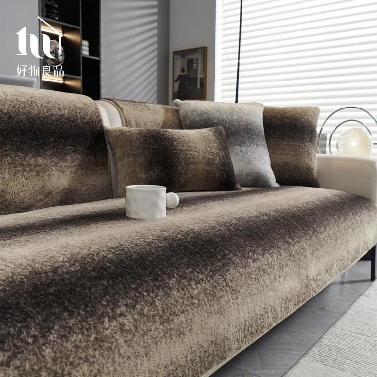 可洗可烘加厚加大高密度仿兔毛沙發墊(高質感輕奢絨紋)