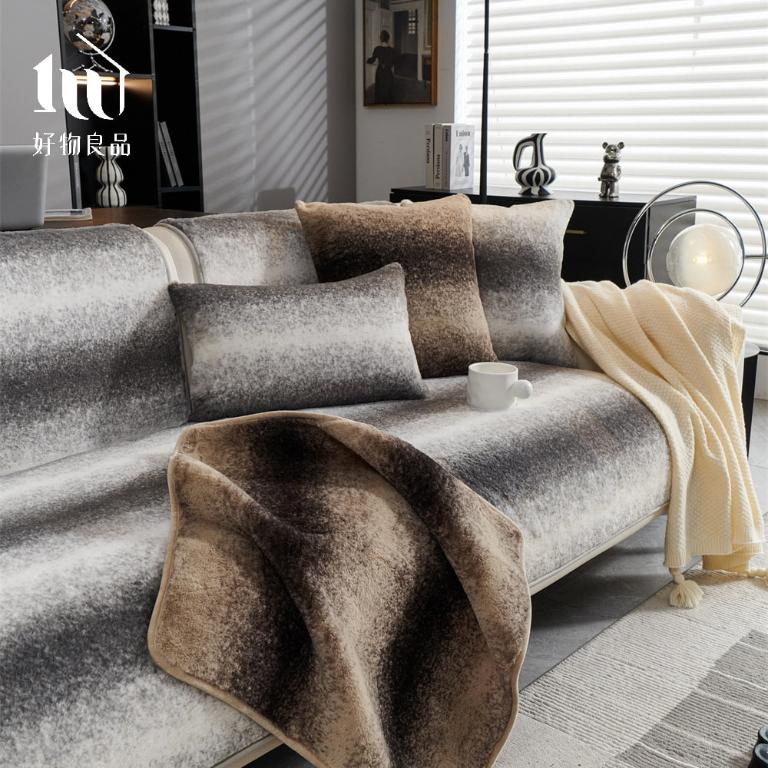 可洗可烘加厚加大高密度仿兔毛沙發墊(高質感輕奢絨紋)
