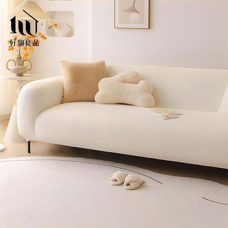 可水洗冬季保暖親膚高彈力仿兔毛沙發罩｜贈抱枕套*1+泡棉條