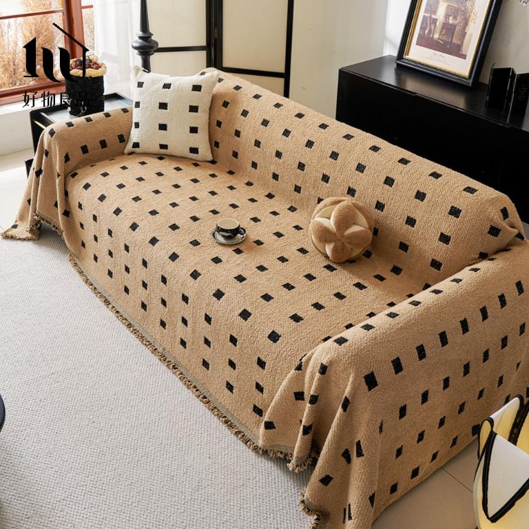 日式高品質雪尼爾短絨沙發墊蓋巾-時光韻格