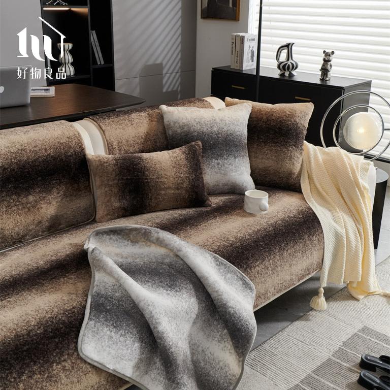 可洗可烘加厚加大高密度仿兔毛沙發墊(高質感輕奢絨紋)