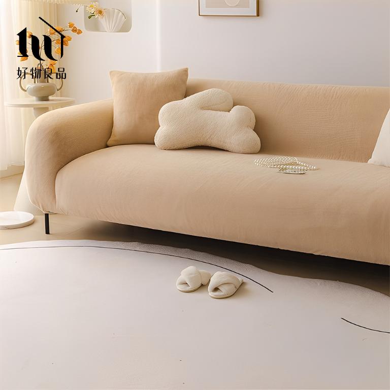 可水洗冬季保暖親膚高彈力仿兔毛沙發罩｜贈抱枕套*1+泡棉條