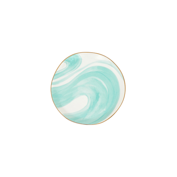 UNC斯特丹 | 手繪波浪咖啡杯盤禮盒(雙入)-寶石綠