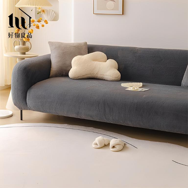 可水洗冬季保暖親膚高彈力仿兔毛沙發罩｜贈抱枕套*1+泡棉條