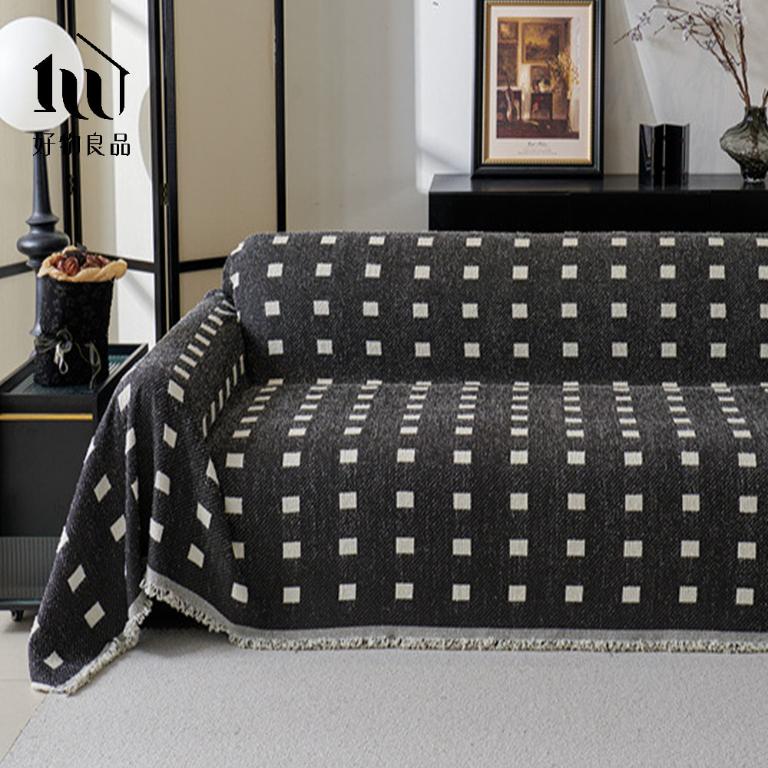 日式高品質雪尼爾短絨沙發墊蓋巾-時光韻格