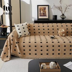 日式高品質雪尼爾短絨沙發墊蓋巾-時光韻格