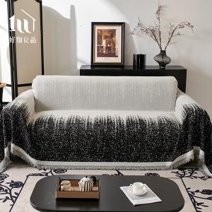 日式高品質雪尼爾短絨沙發墊蓋巾-富士山嵐